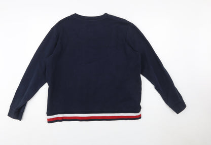 Tommy Hilfiger Womens Navy Blue Sweatshirt L Cotton Blend Crew Neck