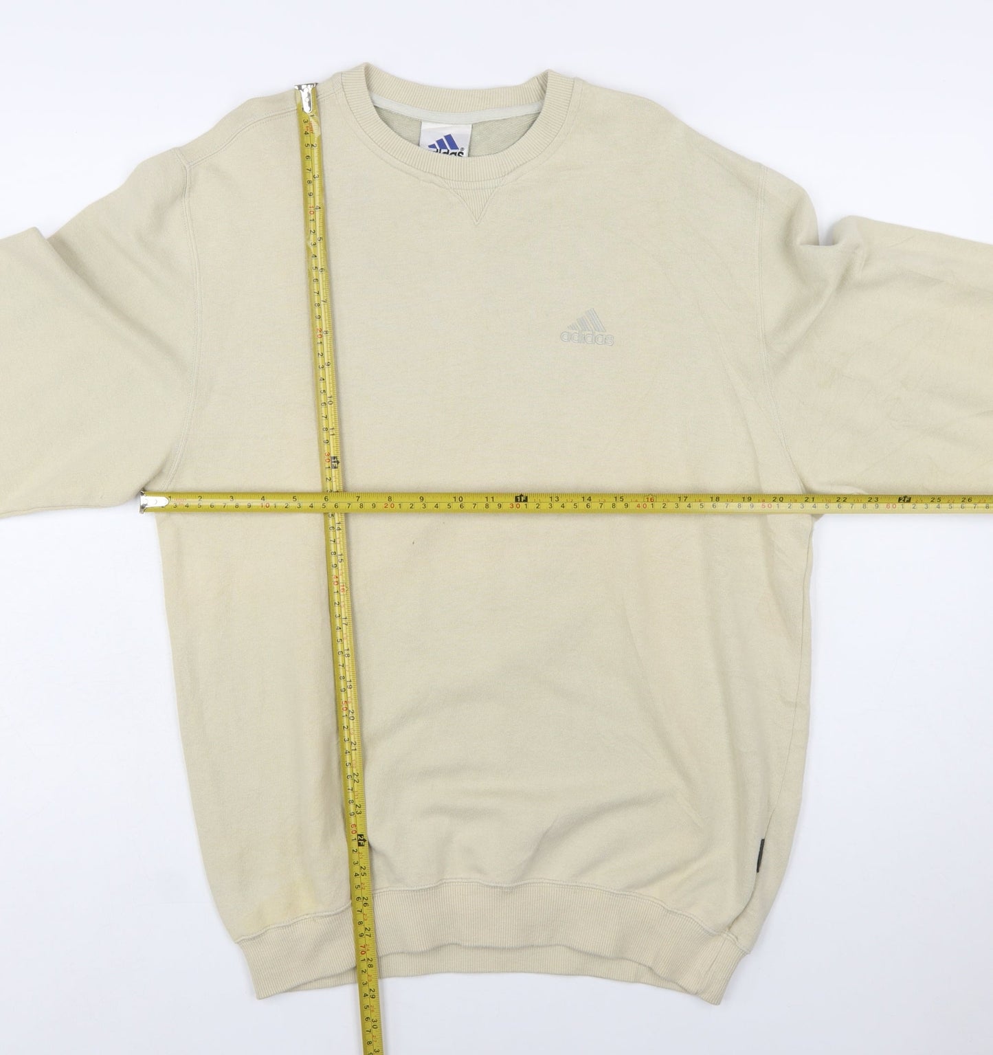 Adidas Men's Beige Pullover Sweatshirt Size S Crew Neck Logo