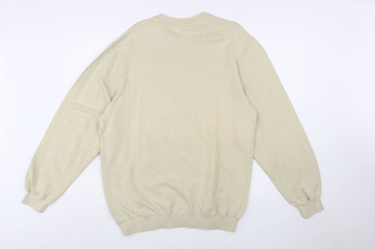 Adidas Men's Beige Pullover Sweatshirt Size S Crew Neck Logo