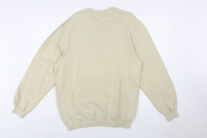 Adidas Men's Beige Pullover Sweatshirt Size S Crew Neck Logo