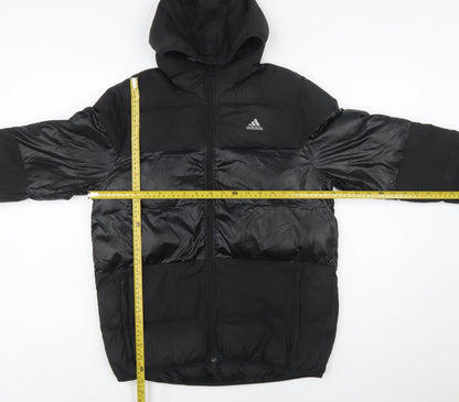 Adidas Boys Black 13-14 Years Hooded Puffer Jacket Winter Coat