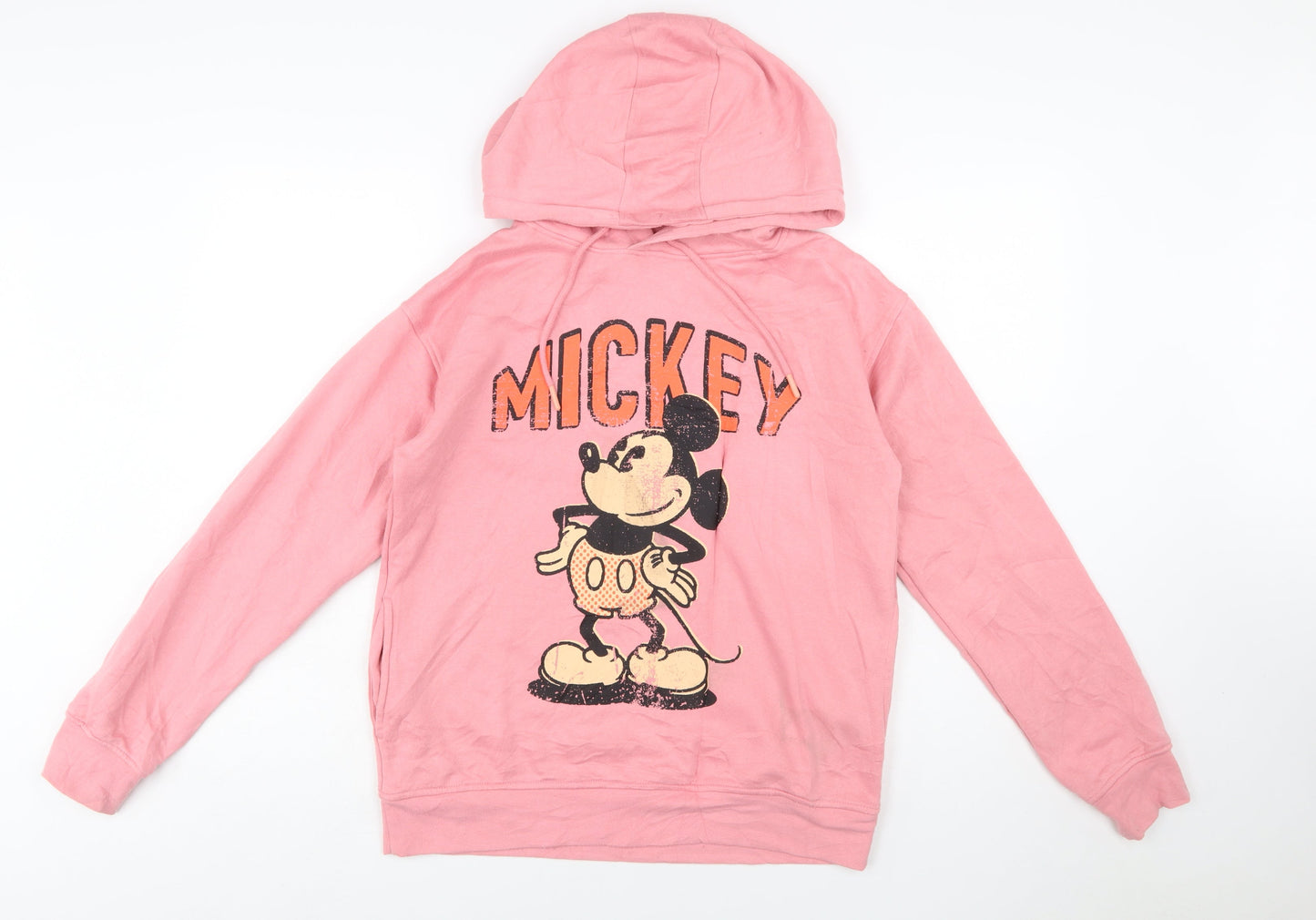 Disney Womens Pink Mickey Mouse Pullover Hoodie 2XS