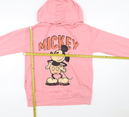 Disney Womens Pink Mickey Mouse Pullover Hoodie 2XS