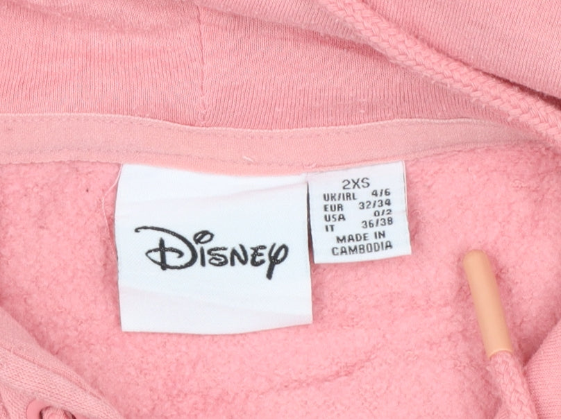 Disney Womens Pink Mickey Mouse Pullover Hoodie 2XS