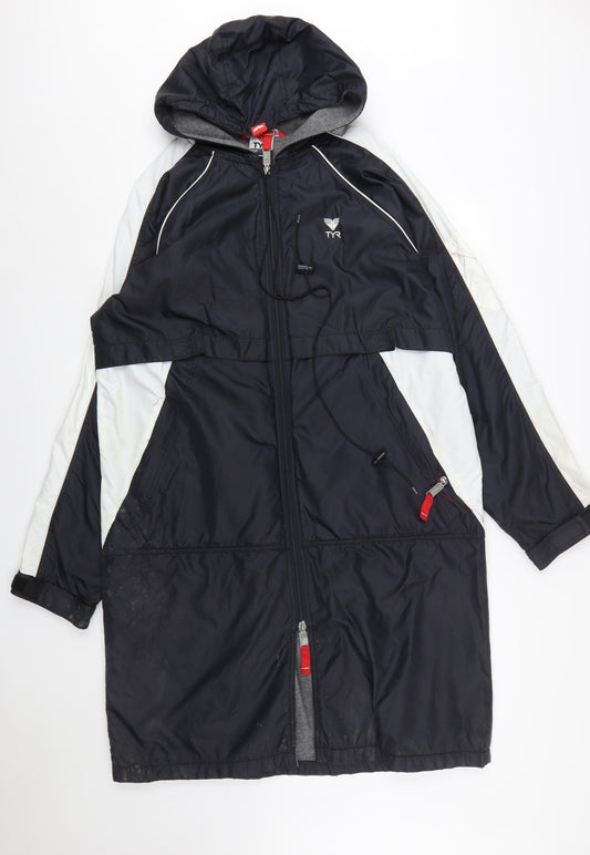 TYR Men's Black S Swimming Parka Coat Hooded Lined Water Resistant