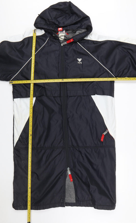 TYR Men's Black S Swimming Parka Coat Hooded Lined Water Resistant