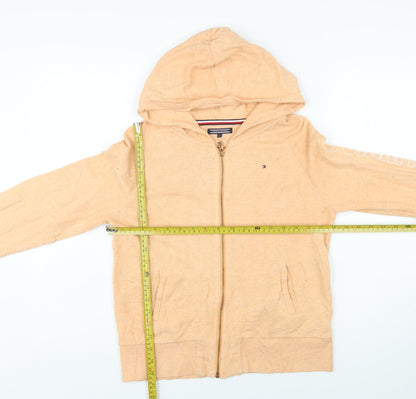 Tommy Hilfiger Boys Beige Full Zip Hoodie 164 Cotton Blend Casual Sweatshirt