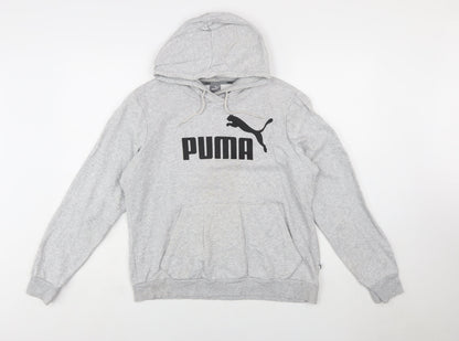 Puma Womens Grey XL Pullover Hoodie Sweatshirt Logo Cotton Blend