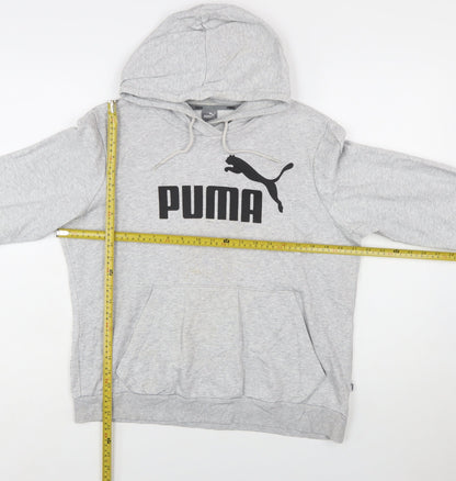 Puma Womens Grey XL Pullover Hoodie Sweatshirt Logo Cotton Blend