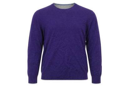 Tommy Hilfiger Men's Purple Cotton Crew Neck Pullover Jumper L