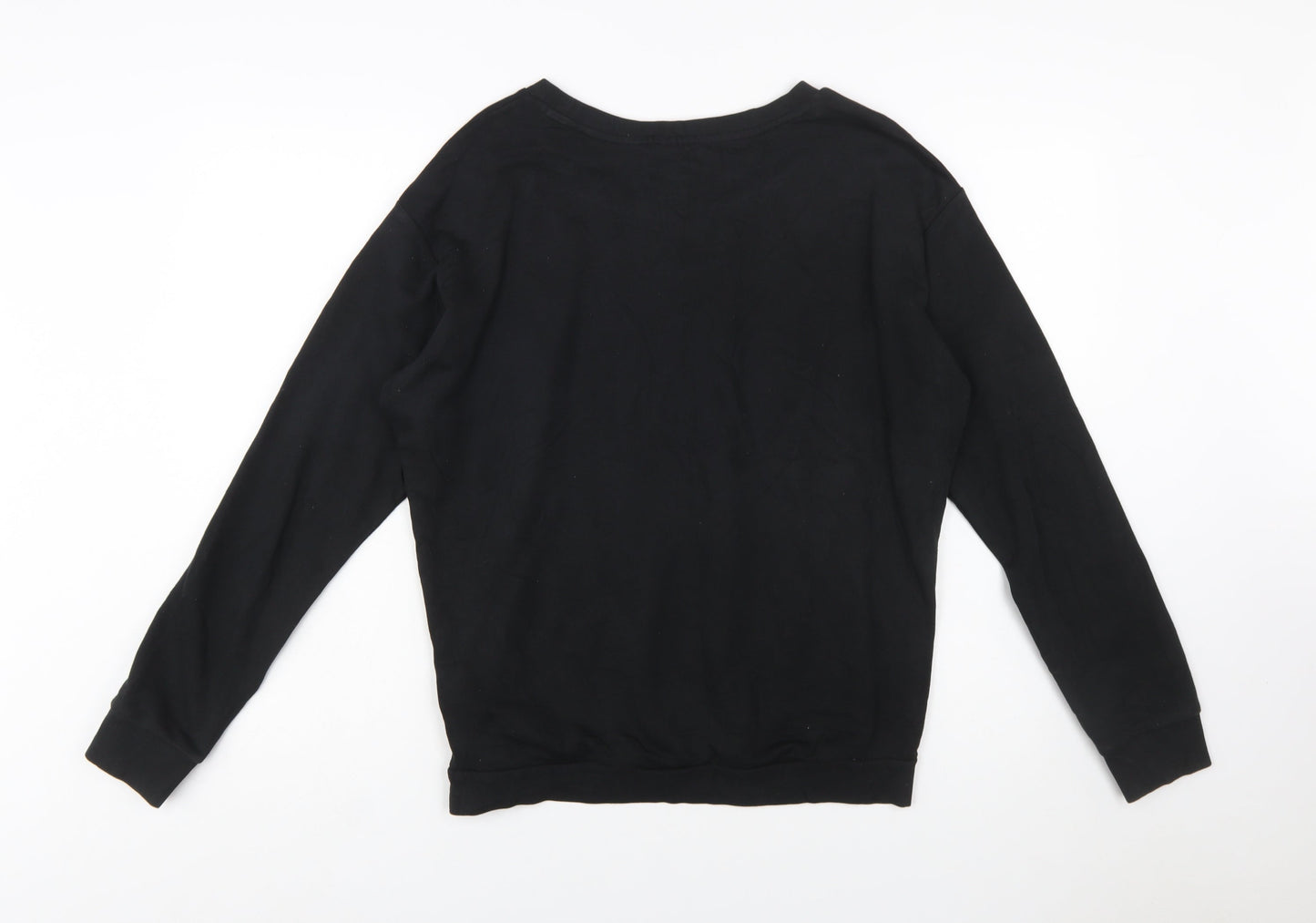 Puma Womens Black Sequin Logo Pullover Sweatshirt Size L UK 14