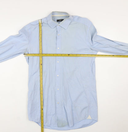 Hugo Boss Men’s Blue Slim Fit Cotton Long Sleeve Button-Up Shirt Size 15.7