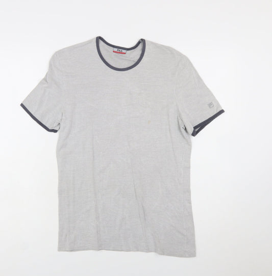 Fila Men's Grey Crew Neck Short Sleeve Cotton T-Shirt Size S