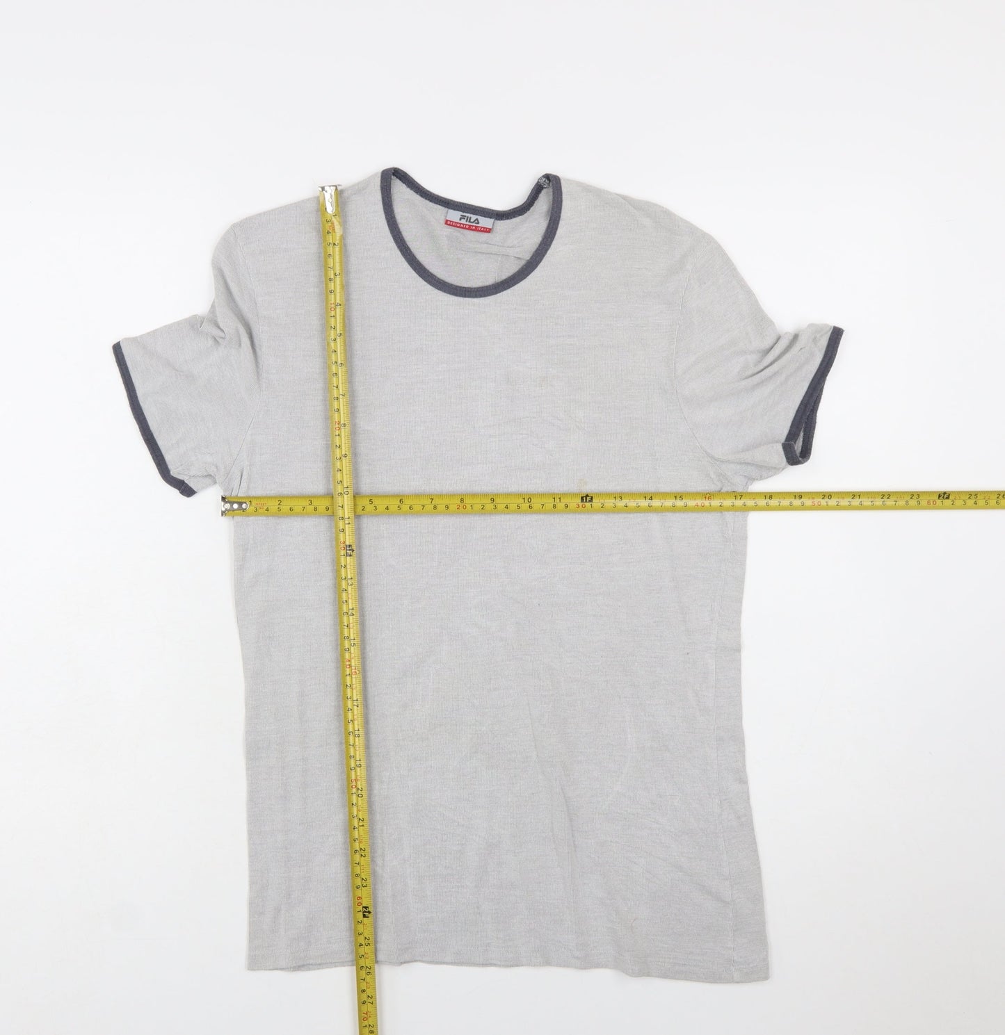 Fila Men's Grey Crew Neck Short Sleeve Cotton T-Shirt Size S