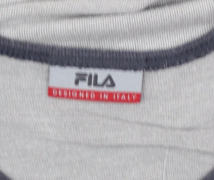 Fila Men's Grey Crew Neck Short Sleeve Cotton T-Shirt Size S