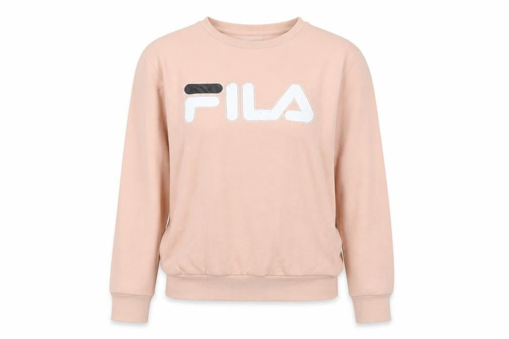 Fila Women's Beige Pullover Sweatshirt Small Logo Crew Neck Casual