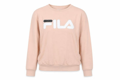 Fila Women's Beige Pullover Sweatshirt Small Logo Crew Neck Casual