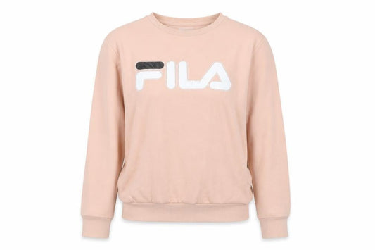 Front view of Fila Women's Beige Pullover Sweatshirt Small Logo Crew Neck Casual