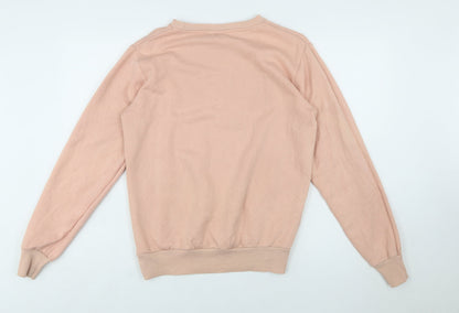 FILA Women's Beige Pullover Sweatshirt Small Logo Crew Neck Casual