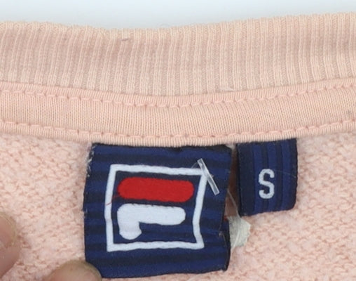 FILA Women's Beige Pullover Sweatshirt Small Logo Crew Neck Casual