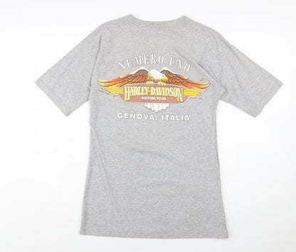 Harley-Davidson Women Grey Cotton T-Shirt L Biker Retro