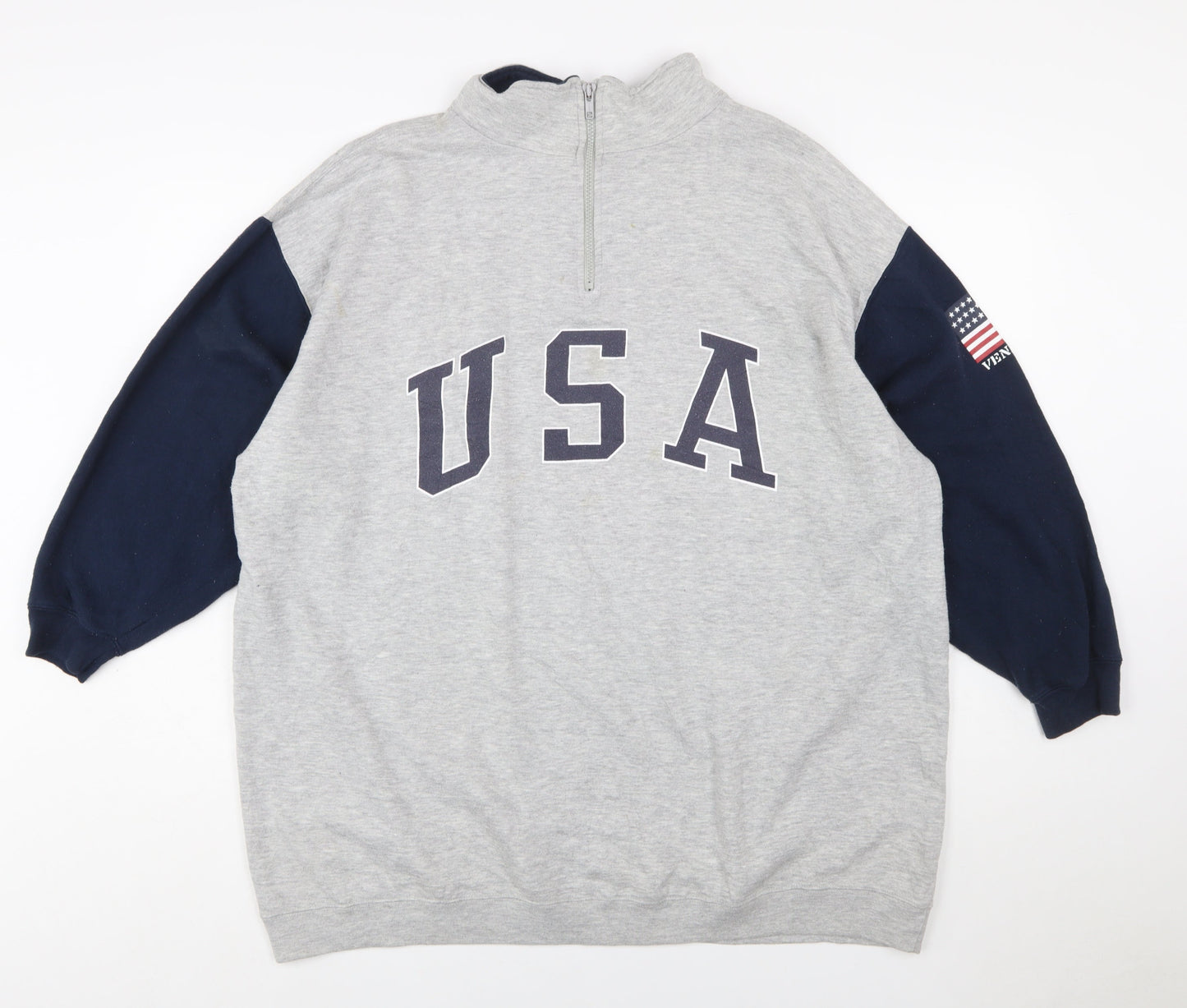 Venezia Jeans Women's Grey & Navy USA 1/4 Zip Sweatshirt Size 18/20