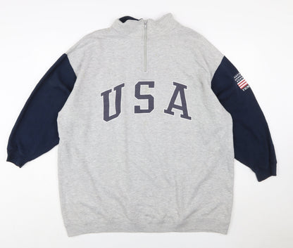 Venezia Jeans Women's Grey & Navy USA 1/4 Zip Sweatshirt Size 18/20