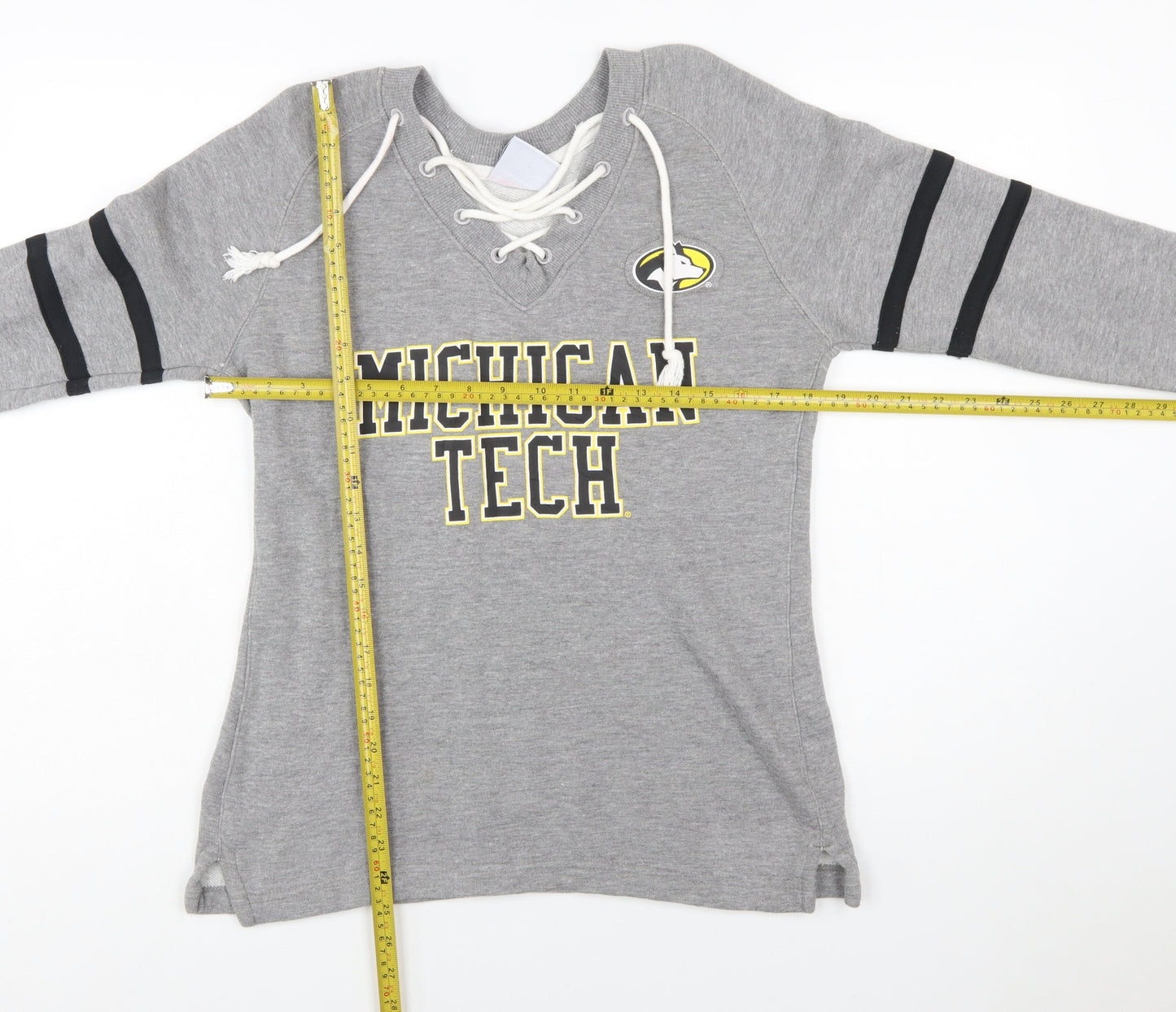 Champion Womens Grey Michigan Tech Lace Up Pullover Sweatshirt Size S