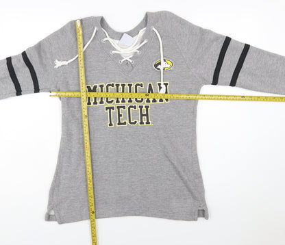 Champion Womens Grey Michigan Tech Lace Up Pullover Sweatshirt Size S