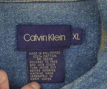Calvin Klein Men's Blue Denim Basic Jacket XL Vintage 90s