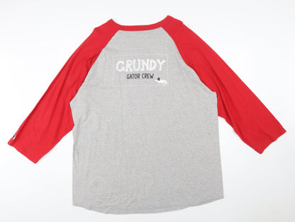 Champion Womens Grey Red 2XL Raglan Christmas T-Shirt