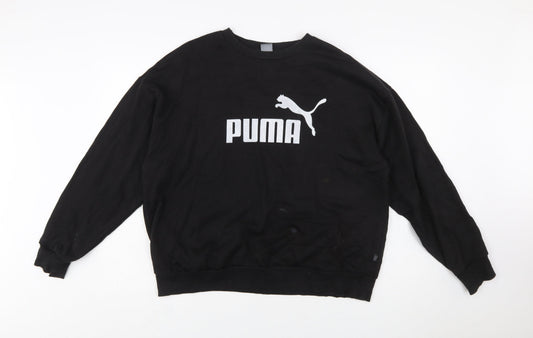 Puma Women's Black XXL Crew Neck Pullover Sweatshirt Logo Cotton