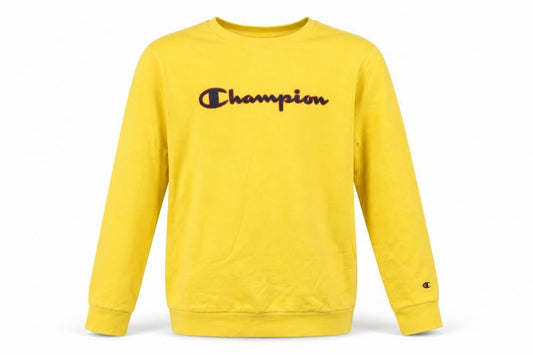 Front view of Champion boys’ yellow logo pullover sweatshirt 13-14 years x-large