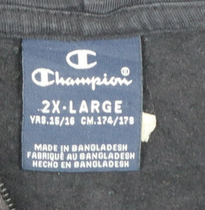 Champion Boys Green & Black 2XL Half Zip Hoodie with Logo Trim