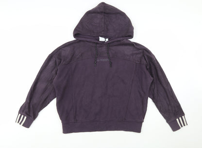 Adidas Women Purple Hooded Pullover Sweatshirt UK 10 S
