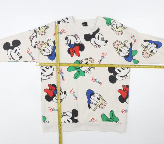 Disney Womens Beige Graphic Print Pullover Sweatshirt M 12-14
