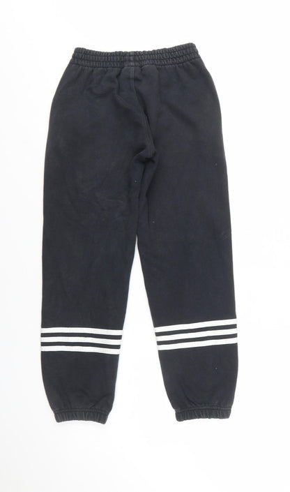 Adidas Boys Black Jogger Trousers 9-10 Years Cotton Fleece Sportswear