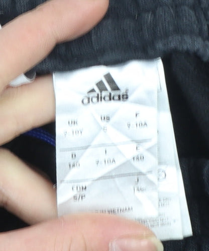 Adidas Boys Black Jogger Trousers 9-10 Years Cotton Fleece Sportswear