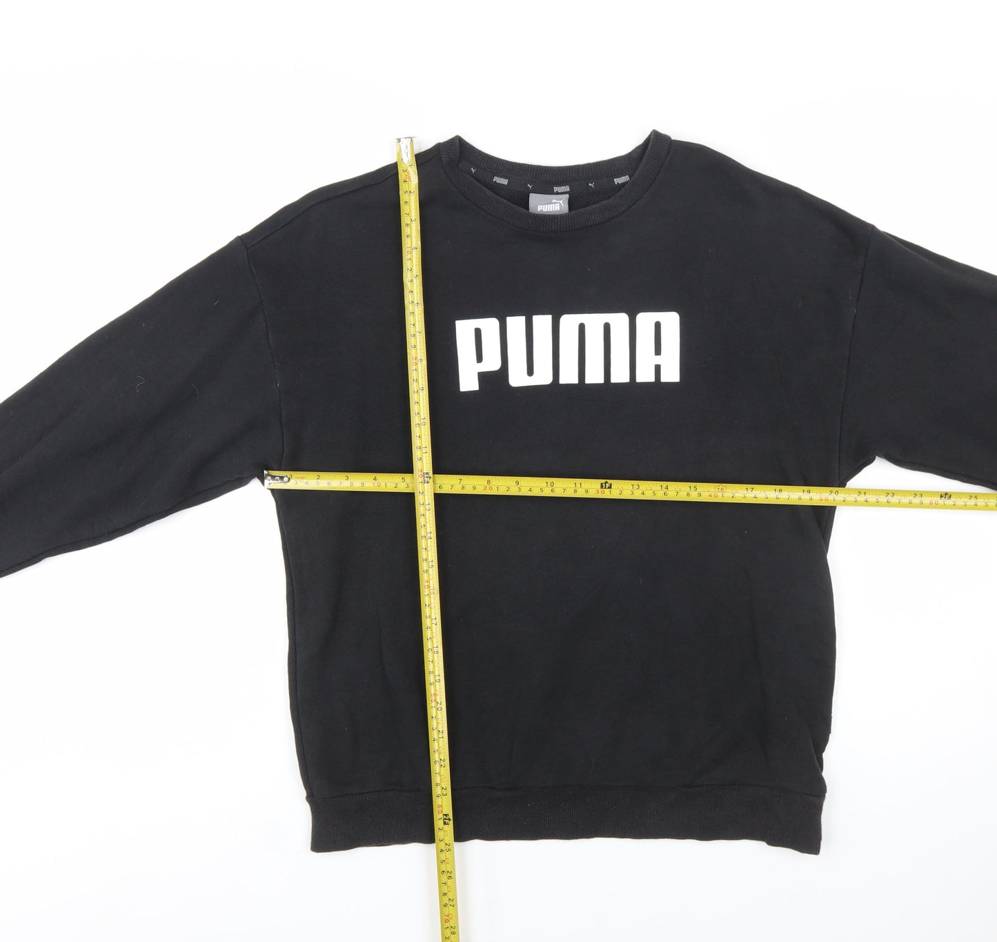 Puma Womens Black Crew Neck Pullover Sweatshirt Size 14