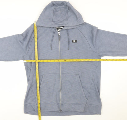 Nike Men's Blue Full Zip Hoodie Size L Lightweight Cotton Blend
