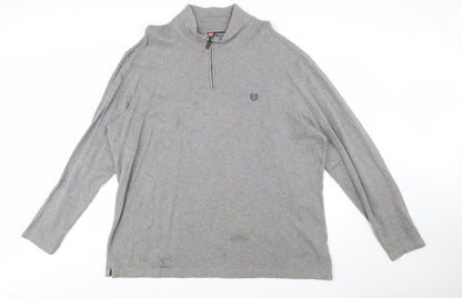 Chaps Men's Grey 2XL Cotton 1/4 Zip Mock Neck Sweatshirt