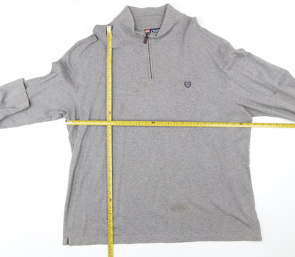 Chaps Men's Grey 2XL Cotton 1/4 Zip Mock Neck Sweatshirt