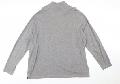 Chaps Men's Grey 2XL Cotton 1/4 Zip Mock Neck Sweatshirt