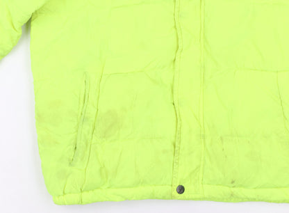 Nautica Womens Yellow Hooded Puffer Jacket XL Water Resistant