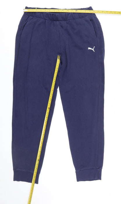 Puma Men's Blue Jogger Trousers L Regular Fit Elastic Waist