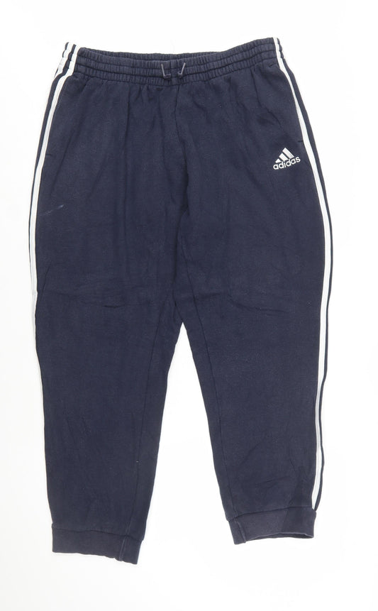 Adidas Men's Blue XL Joggers with Stripes and Logo