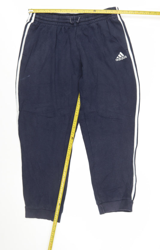 Adidas Men's Blue XL Joggers with Stripes and Logo