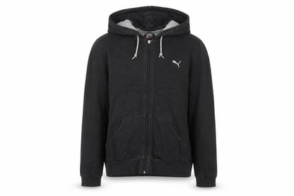 Front view of Puma Women Black Full Zip Hoodie UK 14 Cotton Blend Casual