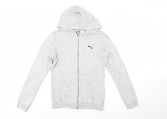 Puma Boys Grey Full Zip Hoodie Size 14-15 Years Cotton Blend