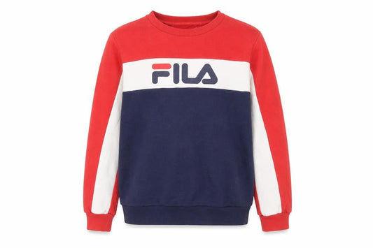 Front view of Fila boys’ multicoloured 13-15 years pullover sweatshirt logo crew neck